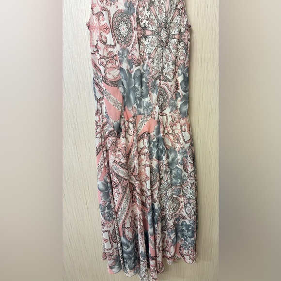 Vintage Y2K Robbie Bee Pink & Gray Cow Neck Dress | Baroque Floral 90s Glam 12 - Picture 9 of 9